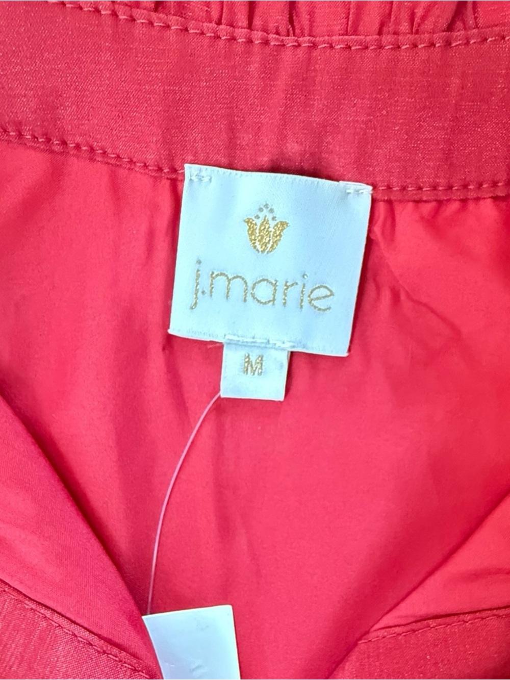 J.Marie Dress Women Red Ruffle Button Front Belted Size M NWT - Picture 7 of 10